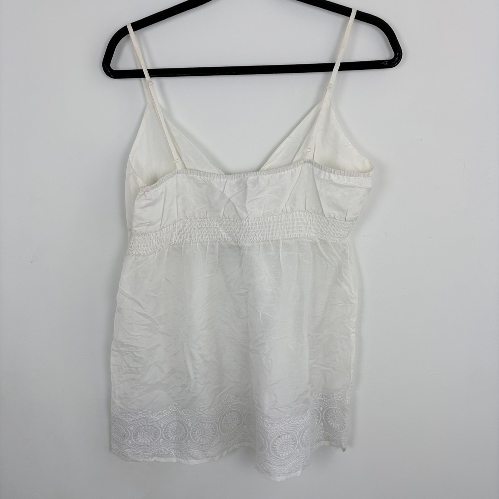 Y2K Forever 21 Babydoll Top White Embroidered Floral Camisole Romantic Large - Picture 8 of 12